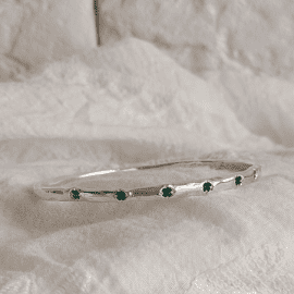 Emerald and silver bangle braceletbracelet