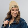 Pray Like Hannah Organic Ribbed Beige Beanie - Image 5