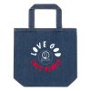 Love God Love People Organic Denim Tote Bag - Image 3