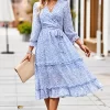Leopard Surplice Tie Belt Slit Dress - Image 12