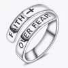 925 Sterling Silver FAITH OVER FEAR Bypass Ring - Image 4