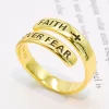 925 Sterling Silver FAITH OVER FEAR Bypass Ring - Image 6