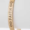 Brass Faith Engraved Open Cuff Bracelet