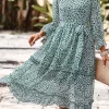Leopard Surplice Tie Belt Slit Dress - Image 23