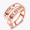 925 Sterling Silver FAITH OVER FEAR Bypass Ring - Image 12