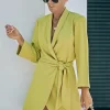 Belted Shawl Collar Blazer Dress - Image 4