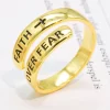 925 Sterling Silver FAITH OVER FEAR Bypass Ring - Image 5