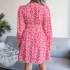 Floral Deep V Frill Trim Flared Sleeve Mini Dress - Image 3