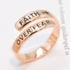 925 Sterling Silver FAITH OVER FEAR Bypass Ring - Image 9