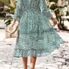 Leopard Surplice Tie Belt Slit Dress - Image 28