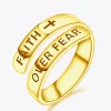 925 Sterling Silver FAITH OVER FEAR Bypass Ring - Image 8
