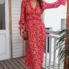 Ditsy Floral Frill Trim Midi Dress - Image 4