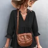 V-Neck Three-Quarter Sleeve Babydoll Top