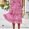 Leopard Surplice Tie Belt Slit Dress - Image 19