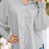 Striped Button Front Smocked Shirt - Image 8