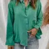Textured Button Down Shirt with Pocket