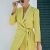 Belted Shawl Collar Blazer Dress