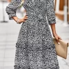 Leopard Surplice Tie Belt Slit Dress - Image 32