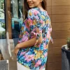 Petal Dew Full Size Floral V-Neck Tie Detail Blouse - Image 2