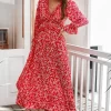 Ditsy Floral Frill Trim Midi Dress - Image 2
