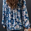 Floral Balloon Sleeve Round Neck Blouse - Image 2