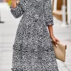 Leopard Surplice Tie Belt Slit Dress - Image 31
