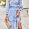 Leopard Surplice Tie Belt Slit Dress - Image 10