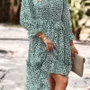 Leopard Surplice Tie Belt Slit Dress - Image 26
