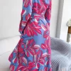 Botanical Print Long Sleeve Shirt Dress - Image 6