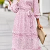 Leopard Surplice Tie Belt Slit Dress - Image 4