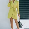 Belted Shawl Collar Blazer Dress - Image 6