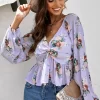 Floral Twisted Peplum Blouse