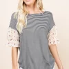 Cute Striped Curved Hem Casual Top