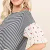 Cute Striped Curved Hem Casual Top - Image 3