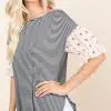 Cute Striped Curved Hem Casual Top - Image 2