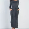 Midi Sleeve Basic Maxi Dress