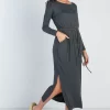 Midi Sleeve Basic Maxi Dress - Image 2