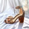 Blanco Anthropologie Silver Ankle Strap Heels - Image 5