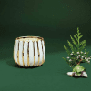 Gold Banded Ceramic Round Candle
