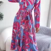 Botanical Print Long Sleeve Shirt Dress - Image 5