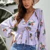 Floral Twisted Peplum Blouse - Image 3