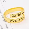 925 Sterling Silver FAITH OVER FEAR Bypass Ring - Image 7