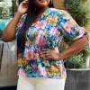 Petal Dew Full Size Floral V-Neck Tie Detail Blouse - Image 6