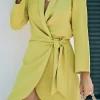 Belted Shawl Collar Blazer Dress - Image 5