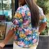 Petal Dew Full Size Floral V-Neck Tie Detail Blouse - Image 8