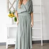 HEYSON Full Size Napa Valley Gauze Surplice Midi Dress