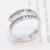 925 Sterling Silver FAITH OVER FEAR Bypass Ring - Image 2
