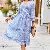 Leopard Surplice Tie Belt Slit Dress - Image 11