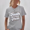 FAITH OVER FEAR Graphic Round Neck Tee