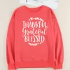 THANKFUL GRATEFUL BLESSED Graphic Dropped Shoulder Sweatshirt